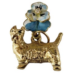 14 Karat Yellow Gold and Enamel Scottie Dog Charm #20022