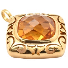 14 Karat Yellow Gold and Faceted Orange Citrine Pendant 10.1 Grams