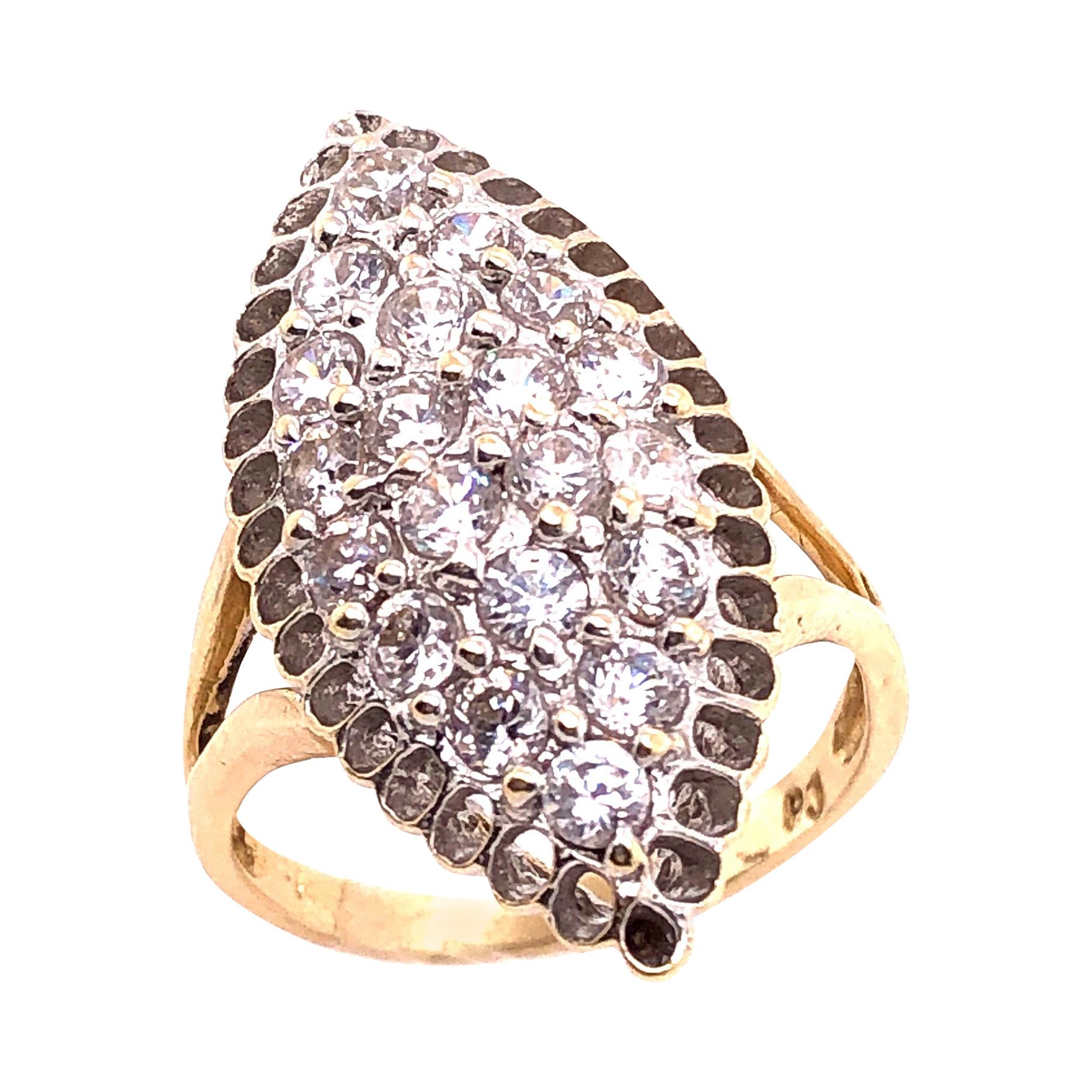 14 Karat Yellow Gold and Fashion Cubic Zircon Ring For Sale