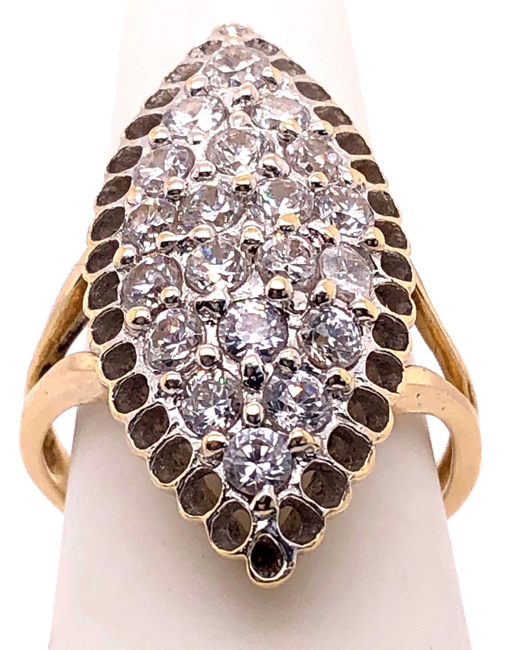 Modern 14 Karat Yellow Gold and Fashion Cubic Zircon Ring For Sale