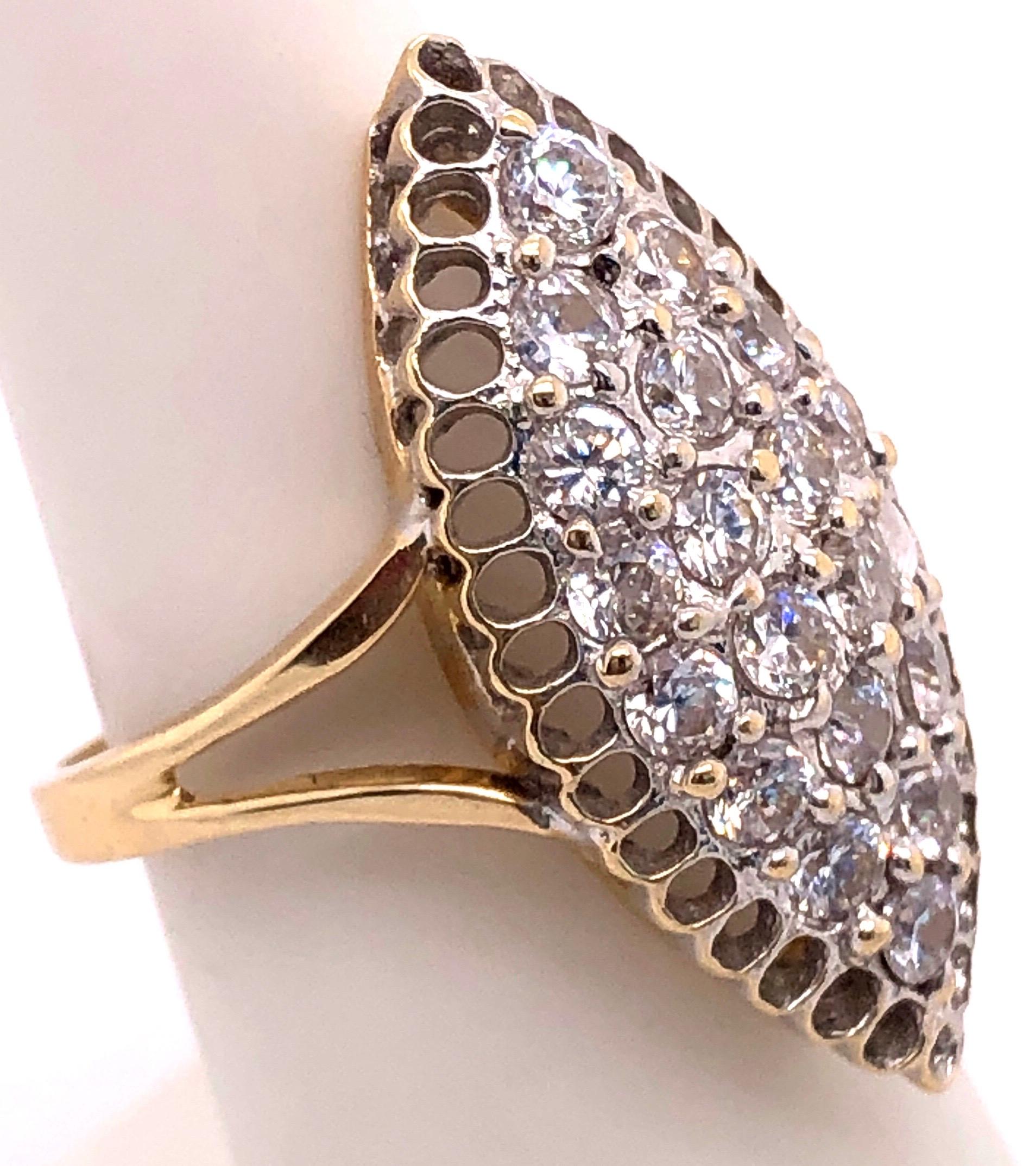 14 Karat Yellow Gold and Fashion Cubic Zircon Ring For Sale 1