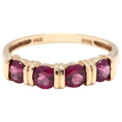 Vintage 14 Karat Yellow Gold and Garnet Stackable Band Ring