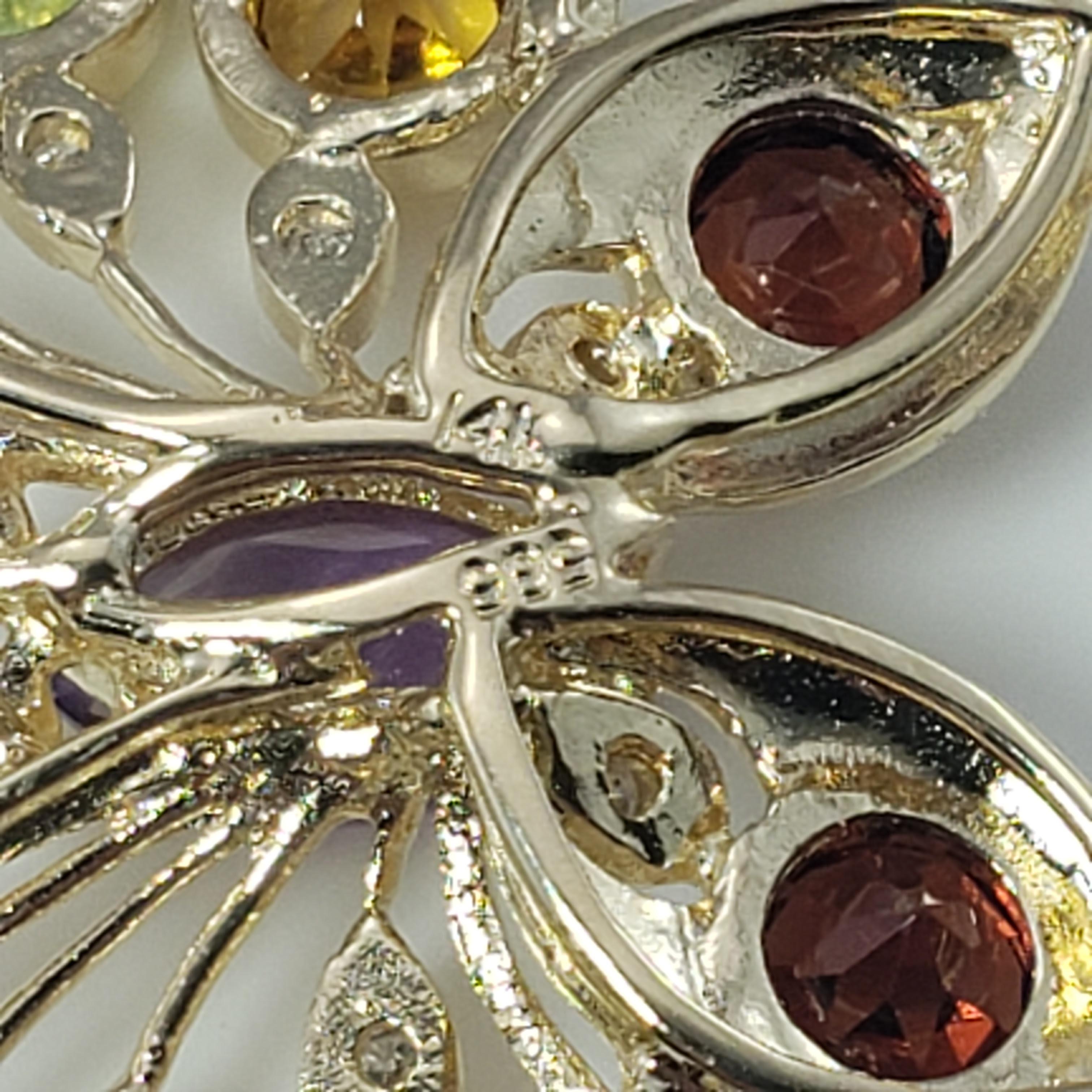 14 Karat Yellow Gold and Gemstone Butterfly Brooch / Pin 1