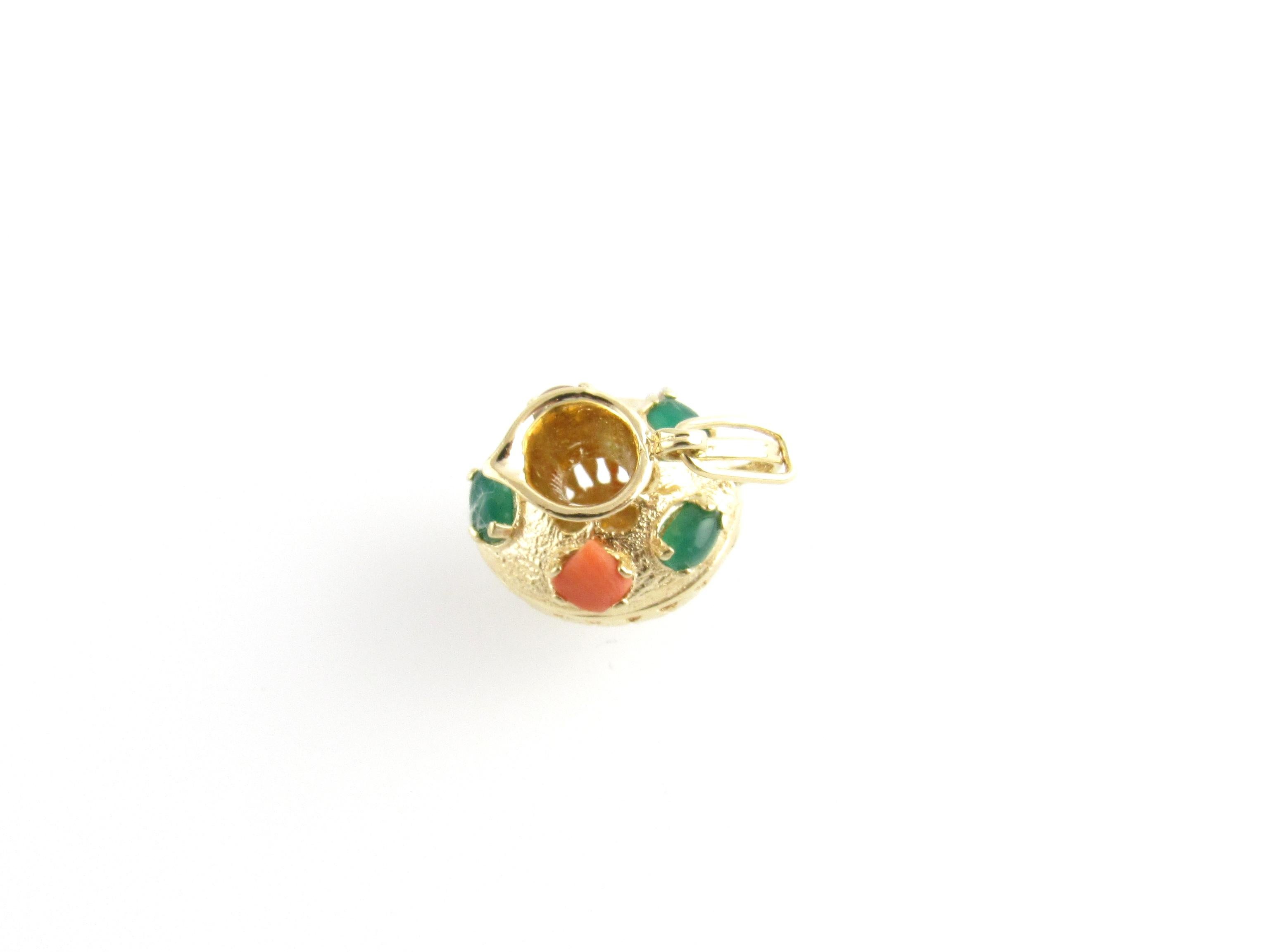 14 Karat Yellow Gold and Gemstone Pitcher Charm In Good Condition In Washington Depot, CT