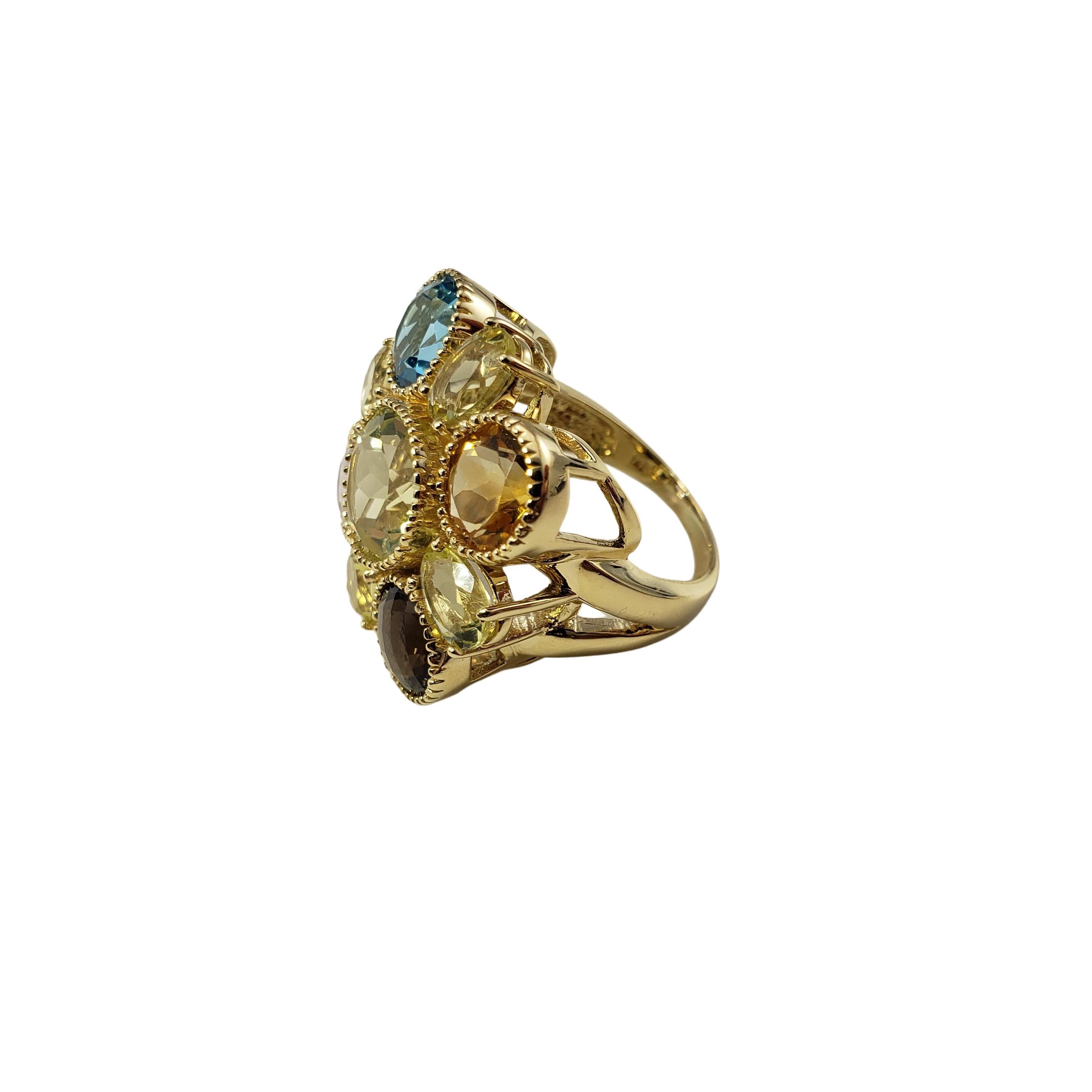 Round Cut 14 Karat Yellow Gold and Gemstone Ring For Sale