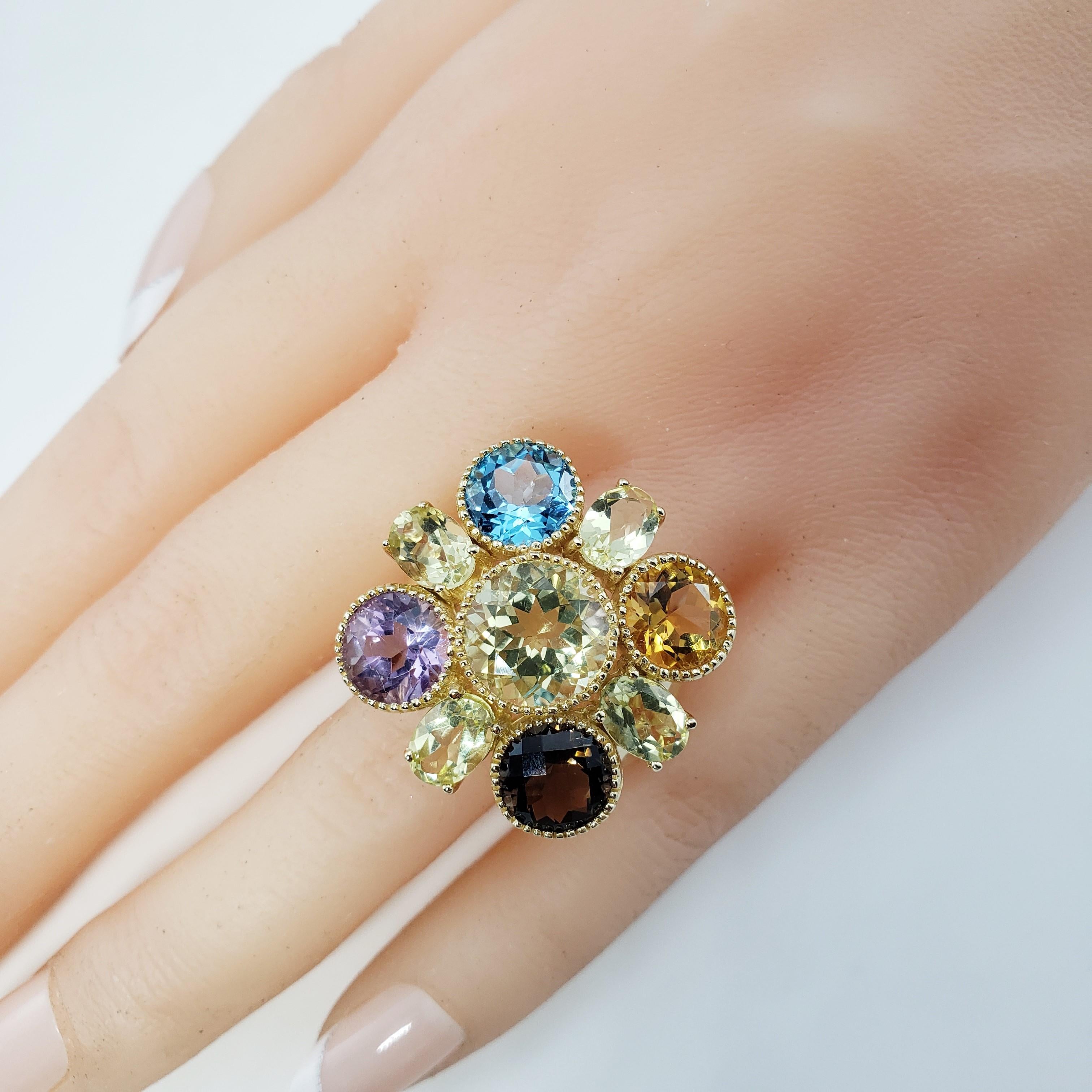 14 Karat Yellow Gold and Gemstone Ring For Sale 3