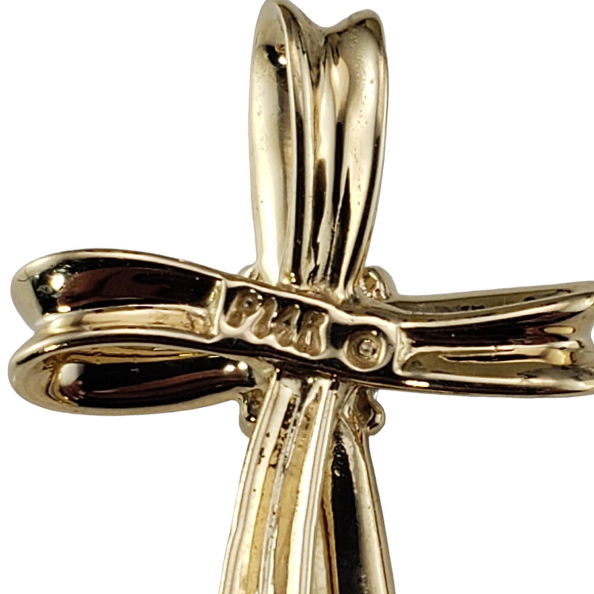 14 Karat Yellow Gold and Genuine Aquamarine Cross Pendant #18547 In Good Condition In Washington Depot, CT
