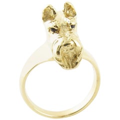 14 Karat Yellow Gold and Genuine Sapphire Scottie Terrier Ring