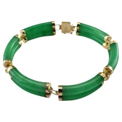 Bracciale in oro giallo 14 carati e giada Certificato JAGi #15761