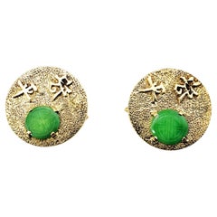 Vintage 14 Karat Yellow Gold and Jade Cufflinks