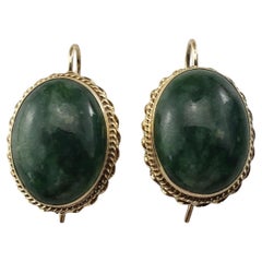 14 Karat Yellow Gold and Jade Earrings #15103