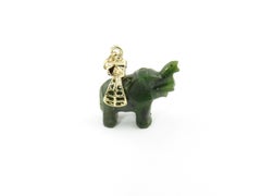 14 Karat Yellow Gold and Jade Elephant Pendant