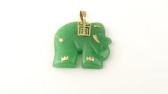 14 Karat Yellow Gold and Jade Elephant Pendant