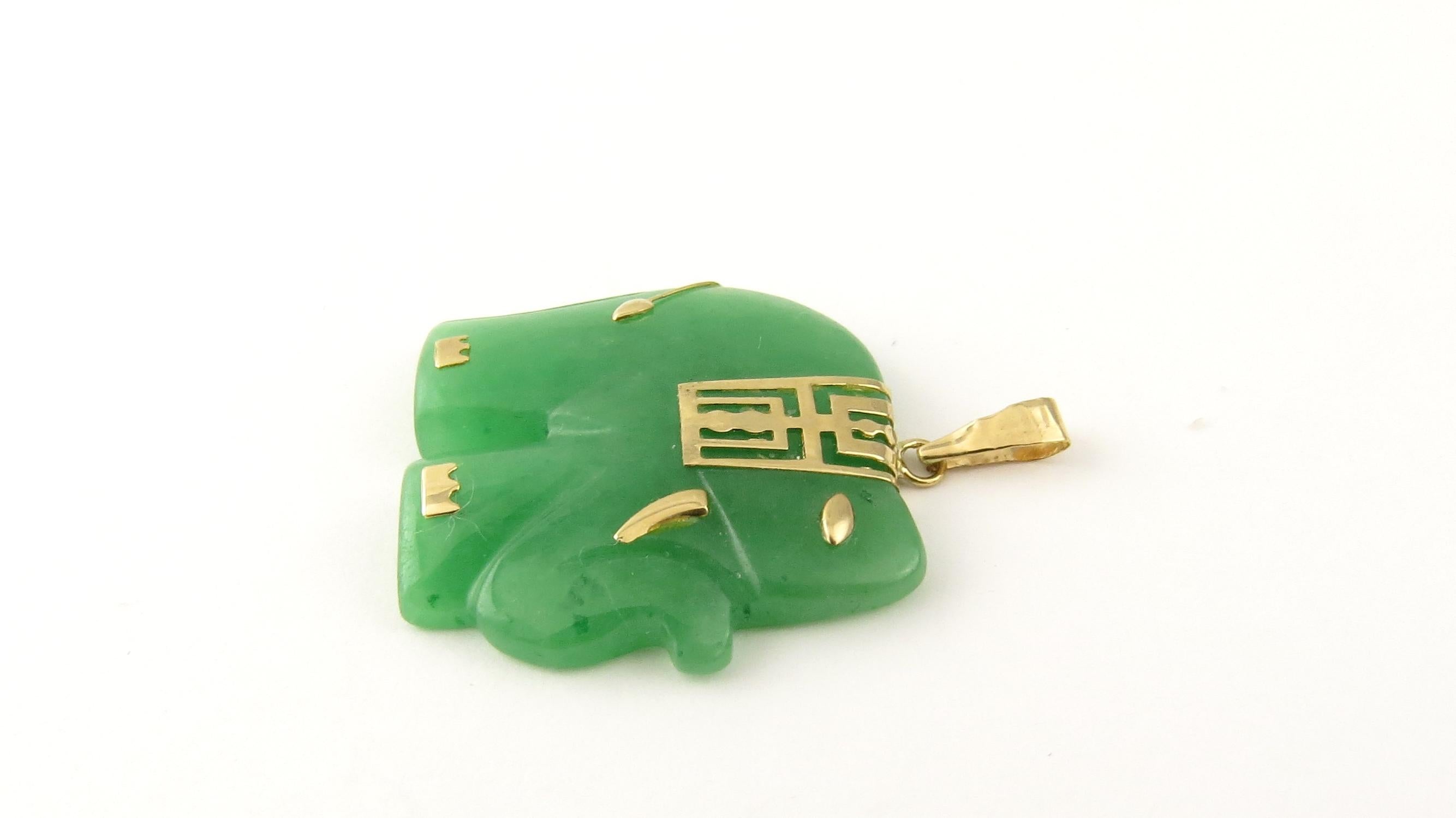 14k gold jade elephant pendant