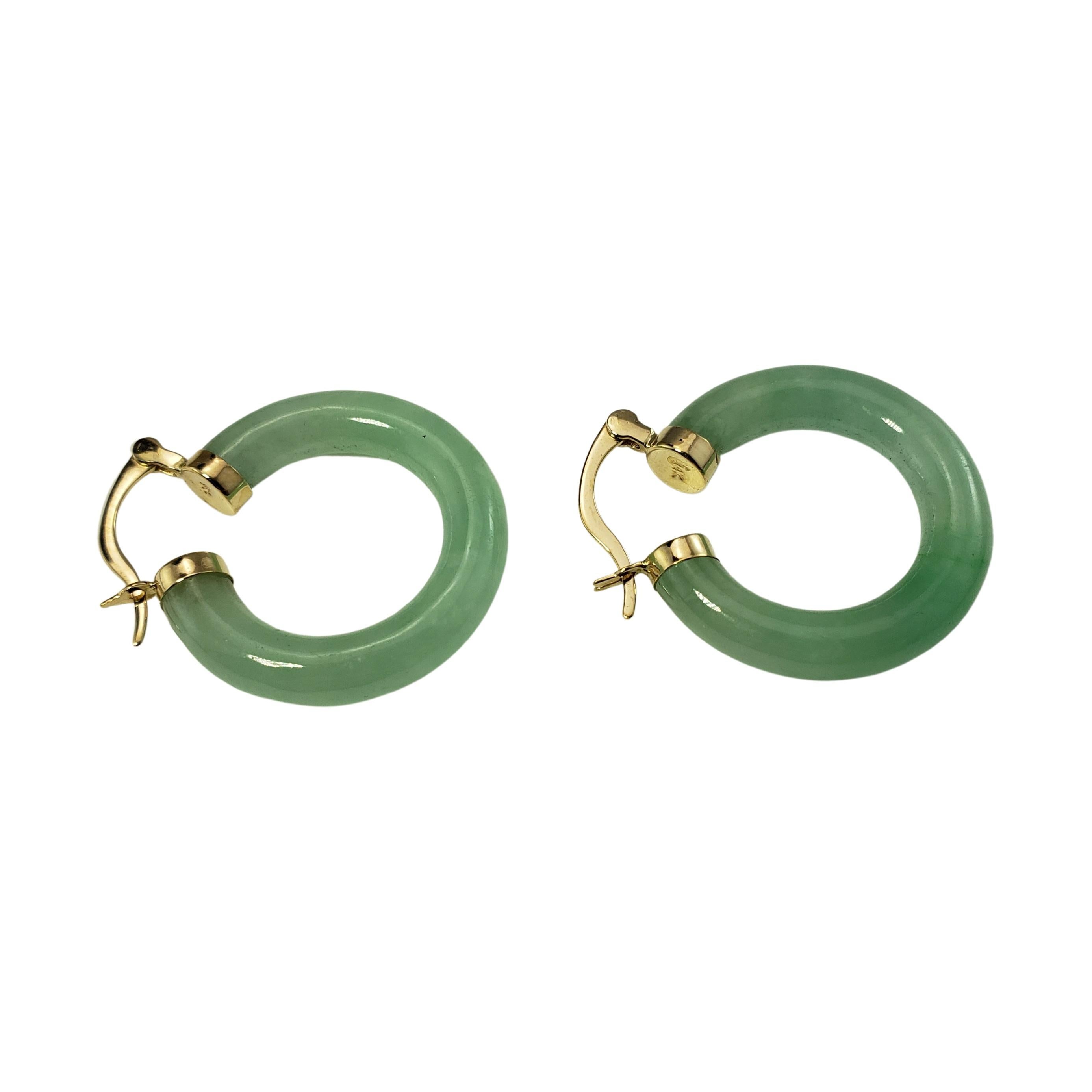 jade hoop earrings in 14k gold