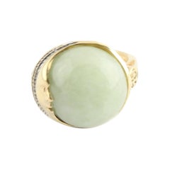 14 Karat Yellow Gold and Jade Man in the Moon Ring