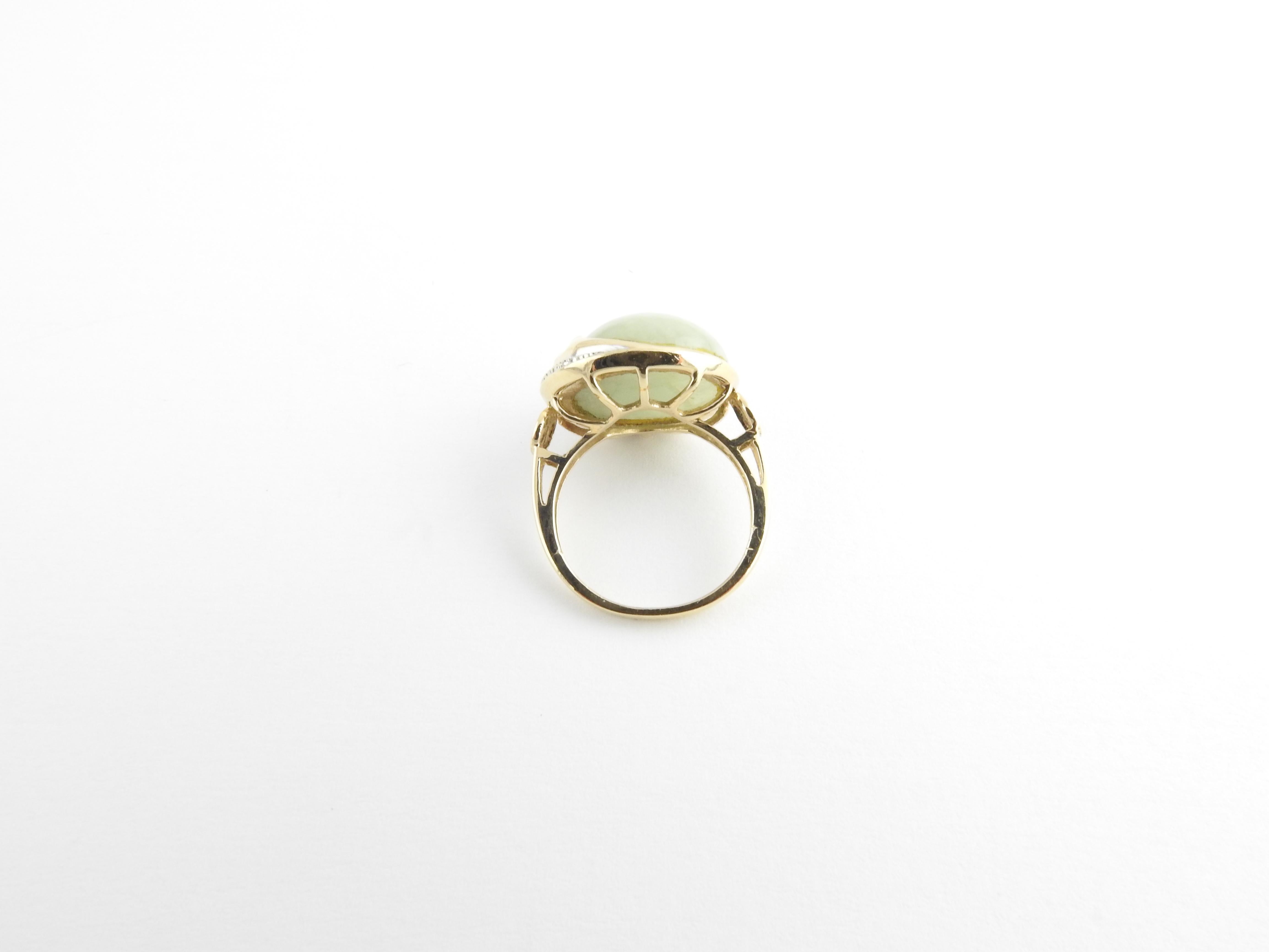 14 Karat Yellow Gold and Jade Man in the Moon Ring 1
