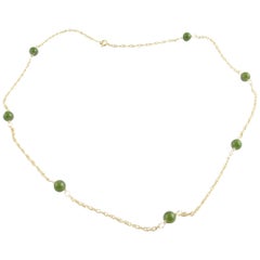 14 Karat Yellow Gold and Jade Necklace