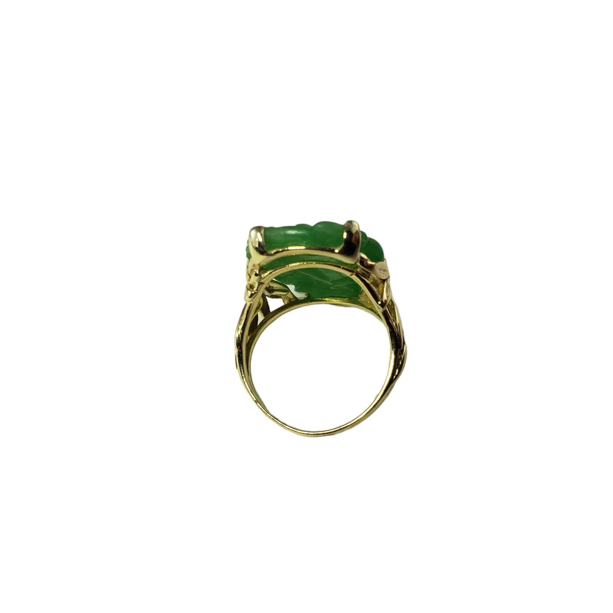 Women's 14 Karat Yellow Gold and Jade Ring Size 5.5 #14655 For Sale