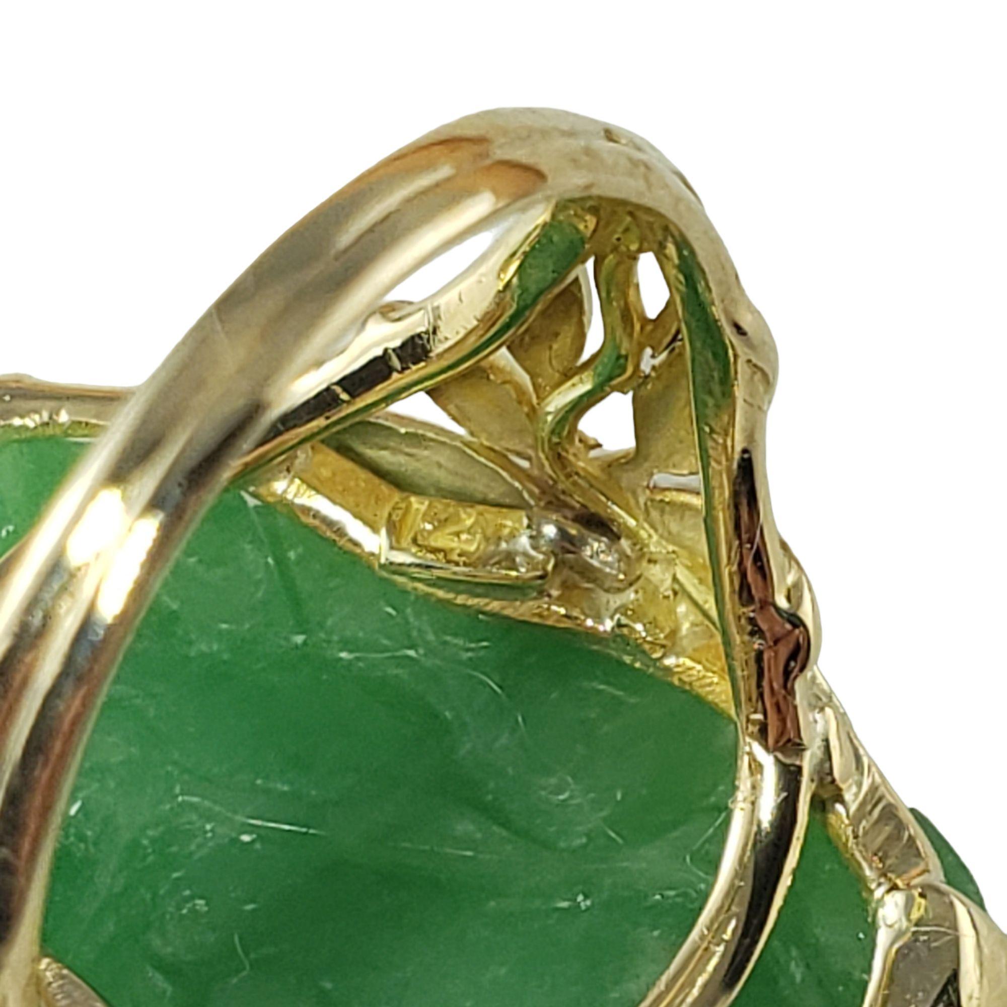 14 Karat Yellow Gold and Jade Ring Size 5.5 #14655 For Sale 1