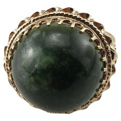 14 Karat Yellow Gold and Jade Ring Size 7.25 #15087