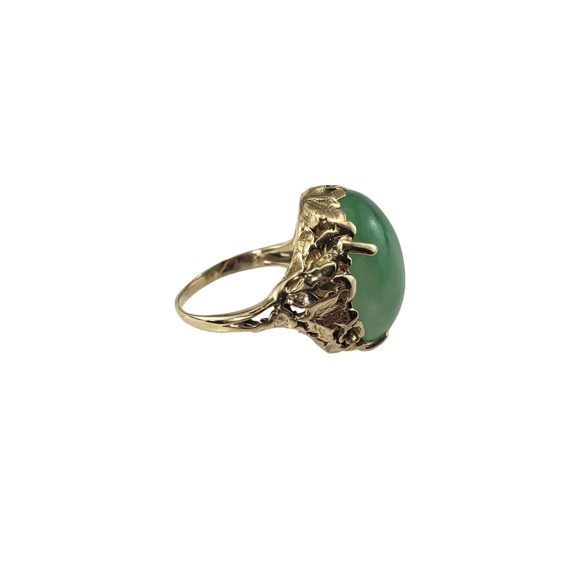 Cabochon 14 Karat Yellow Gold and Jade Ring Size 7.5 JAGi Certified #15260