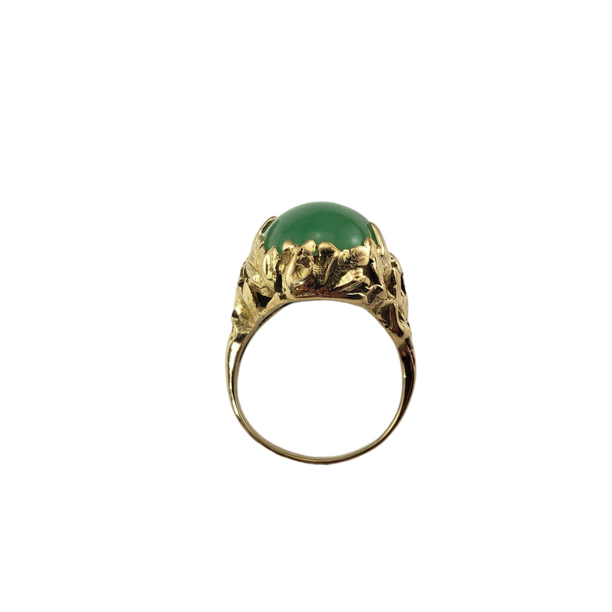 Women's 14 Karat Yellow Gold and Jade Ring Size 7.5 JAGi Certified #15260
