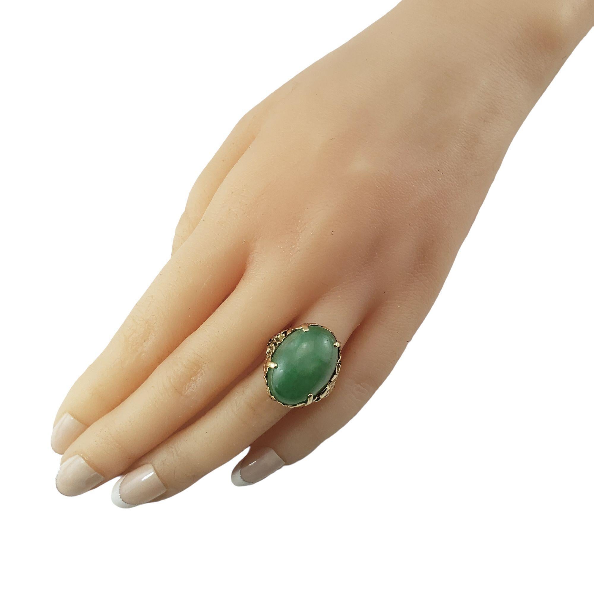 14 Karat Yellow Gold and Jade Ring Size 7.5 JAGi Certified #15260 1