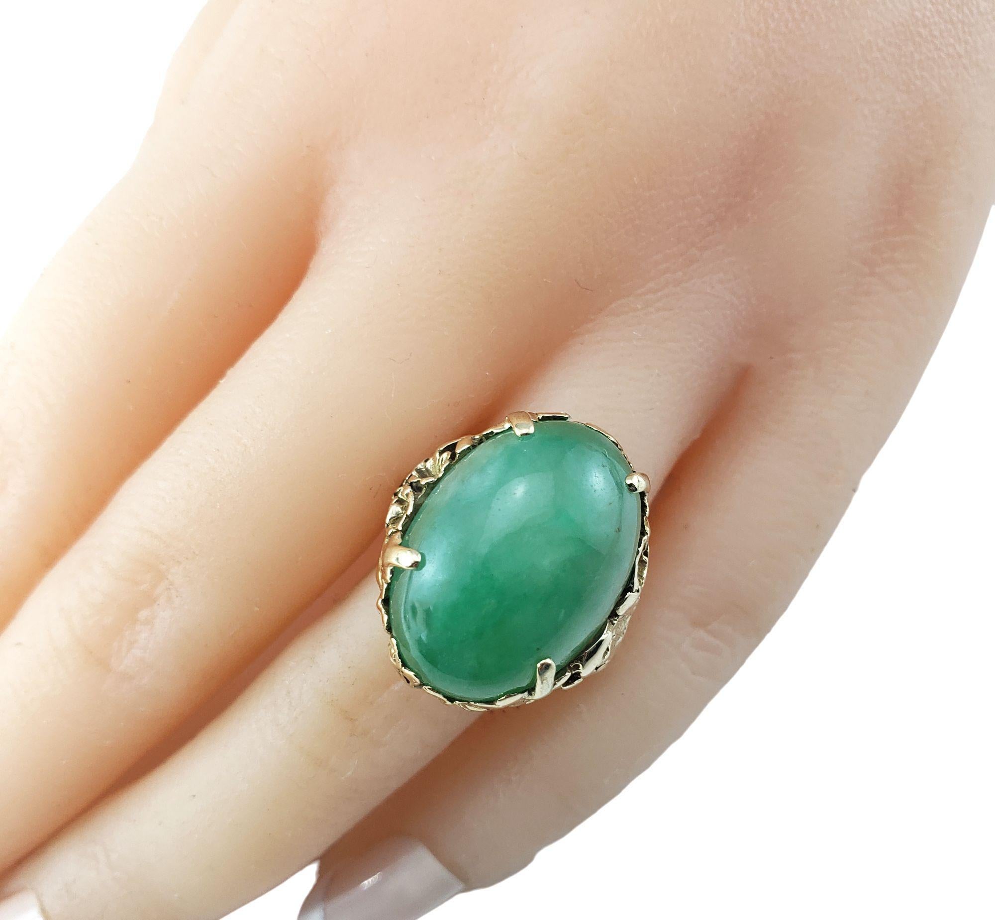 14 Karat Yellow Gold and Jade Ring Size 7.5 JAGi Certified #15260 2