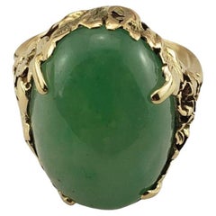14 Karat Yellow Gold and Jade Ring Size 7.5 JAGi Certified #15260