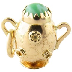 14 Karat Yellow Gold and Jade Vase Charm