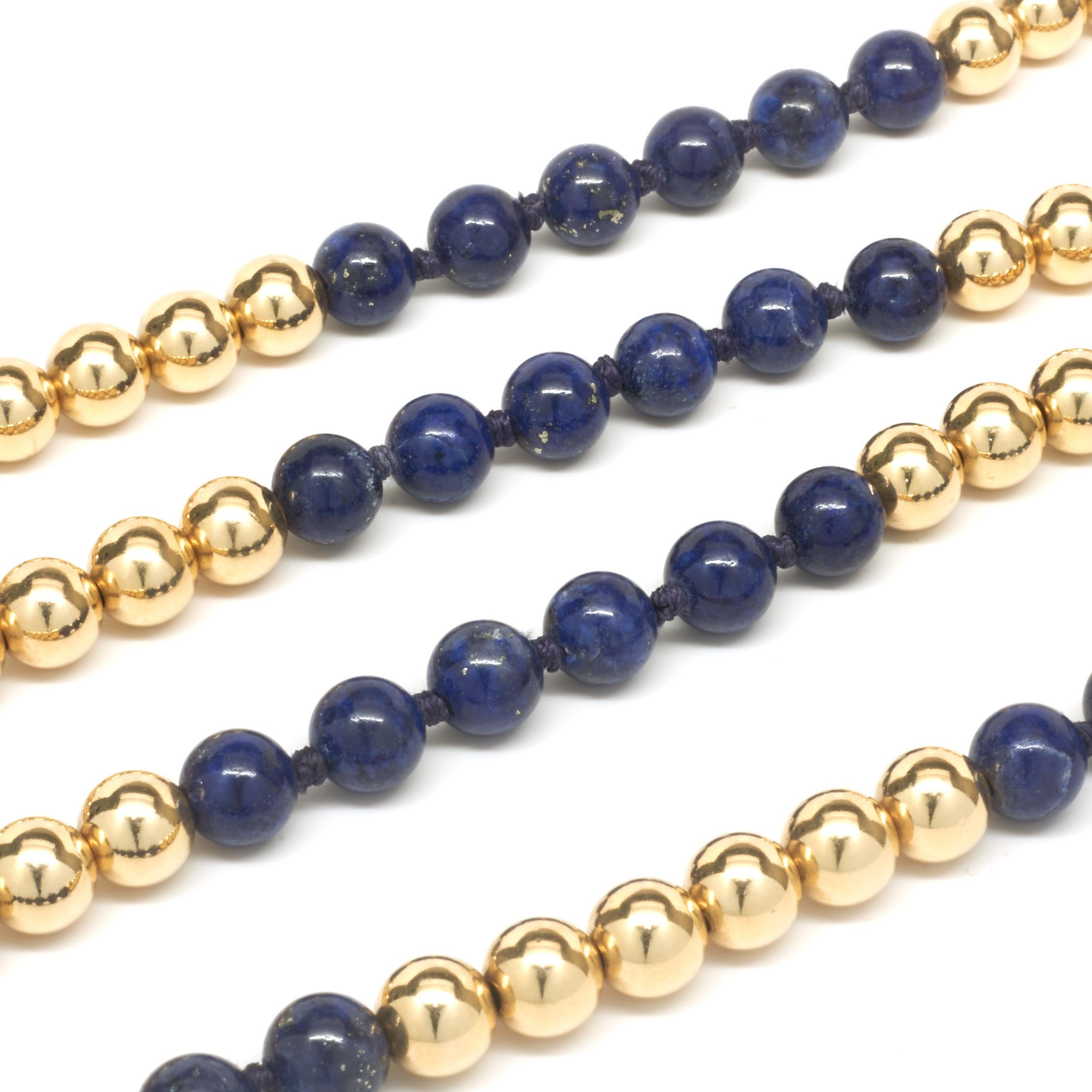 Designer: individuell 
Material: 14K Gelbgold
Abmessungen: Halskette misst 30-Zoll lang, Perlen messen 7MM 
Gewicht: 57,81 Gramm

