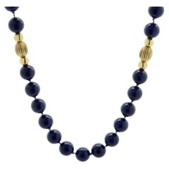 14 Karat Yellow Gold and Lapis Beaded Necklace 14 Karat Yellow Gold and Lapis Beaded Necklace
