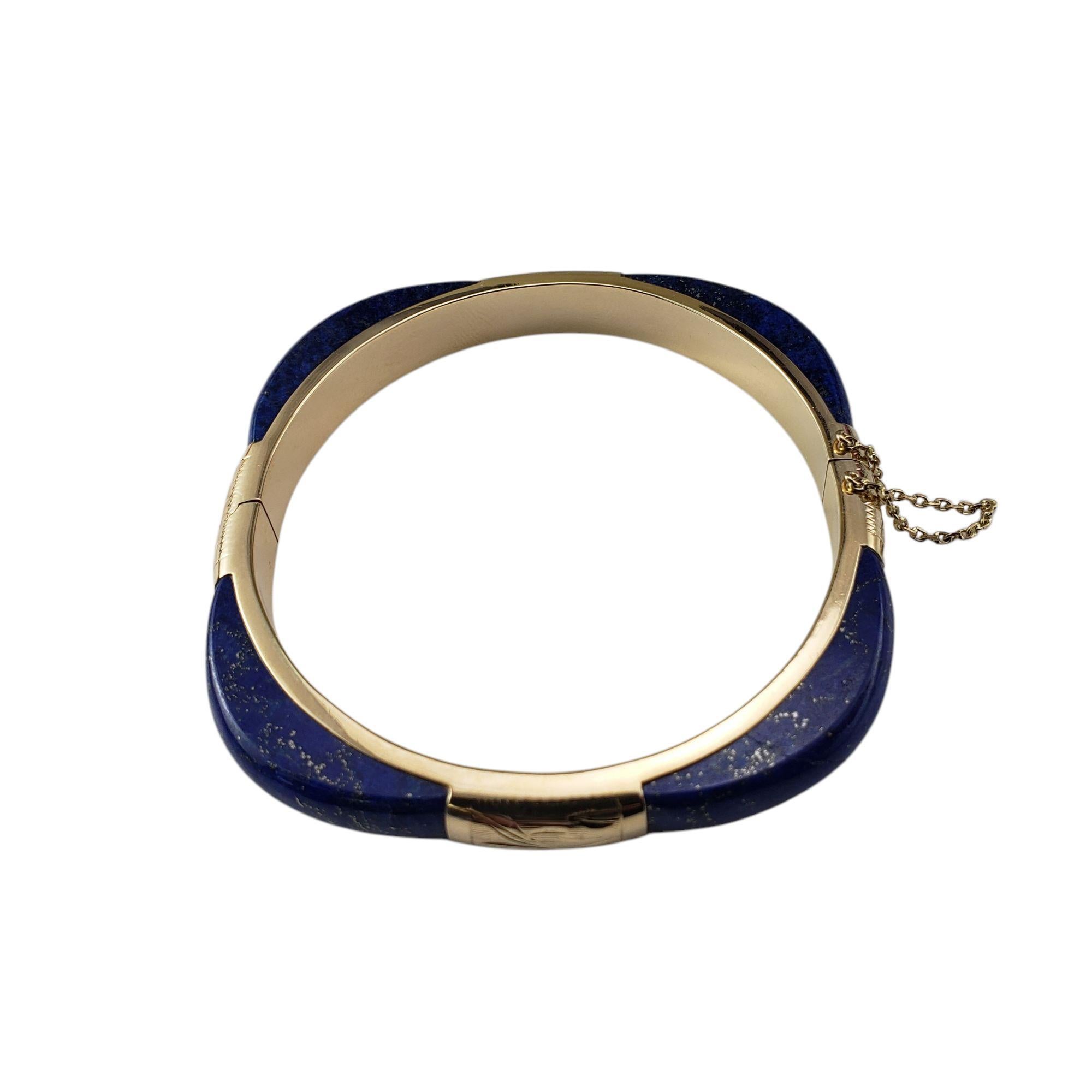 Contemporary 14 Karat Yellow Gold and Lapis Lazuli Bangle Bracelet #21343 For Sale