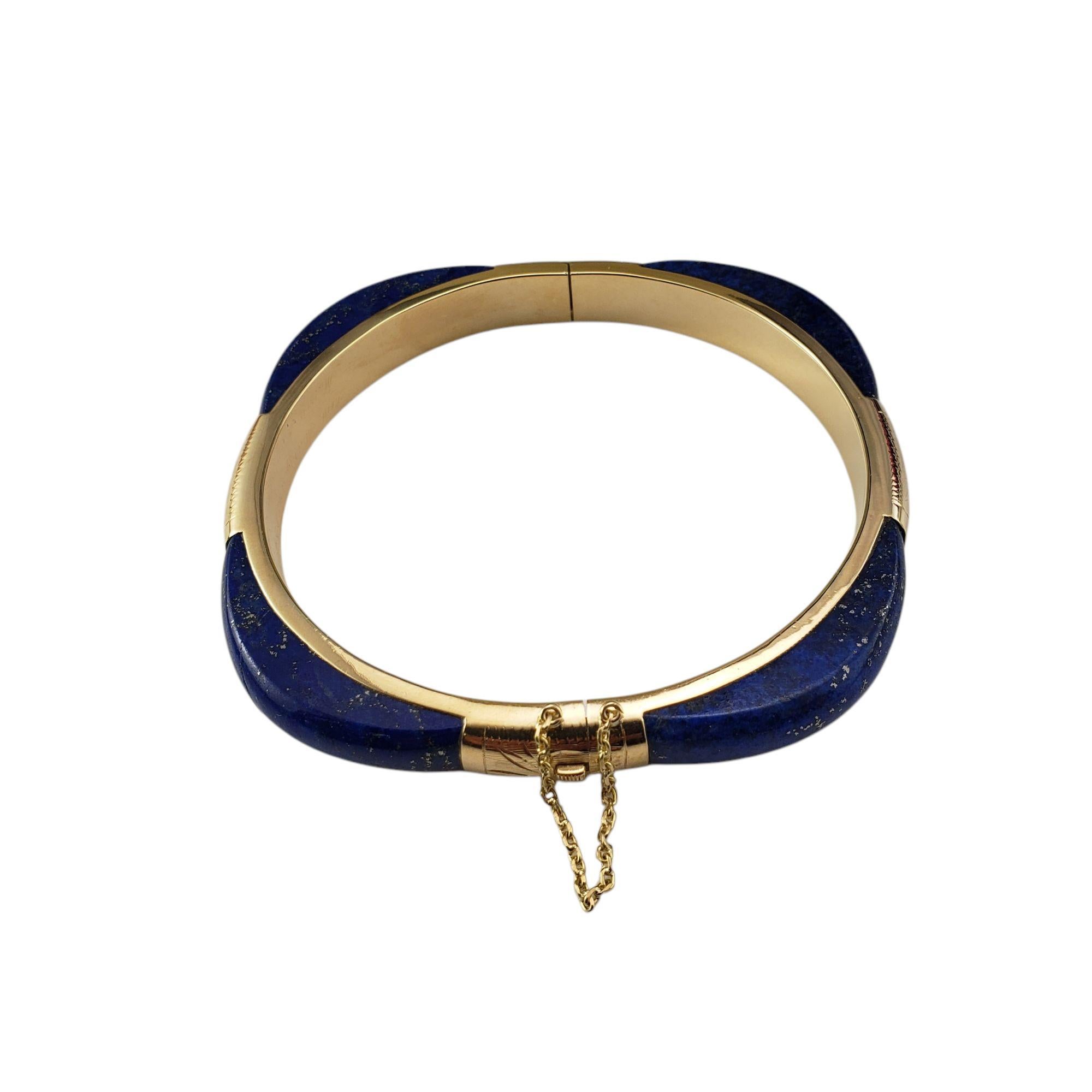Mixed Cut 14 Karat Yellow Gold and Lapis Lazuli Bangle Bracelet #21343 For Sale