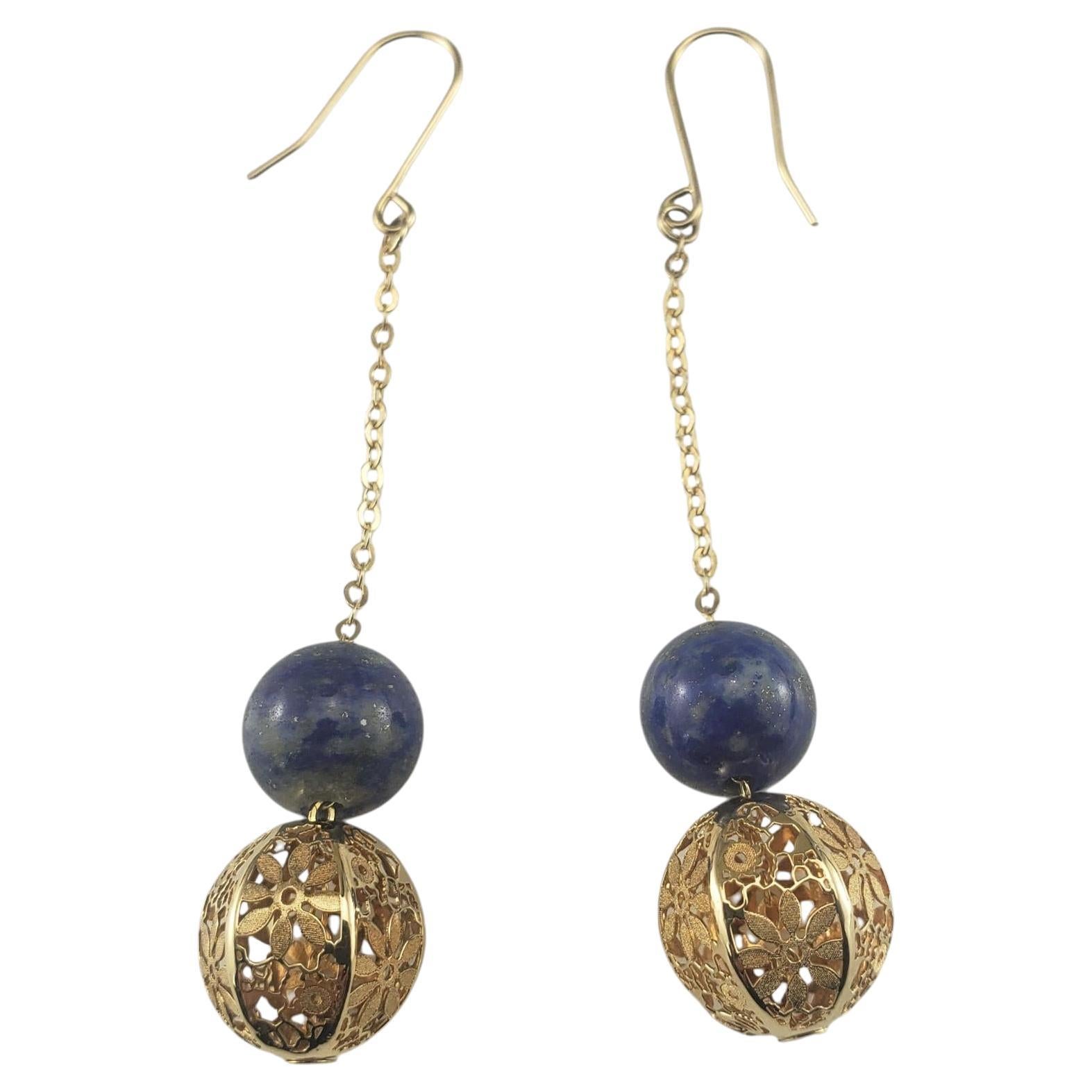 14 Karat Yellow Gold and Lapis Lazuli Dangle Earrings #19653
