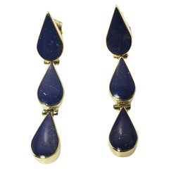 Vintage 14 Karat Yellow Gold and Lapis Lazuli Dangle Earrings