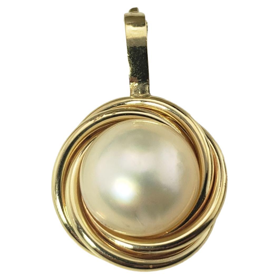 14 Karat Yellow Gold and Mabe Pearl Pendant Enhancer For Sale