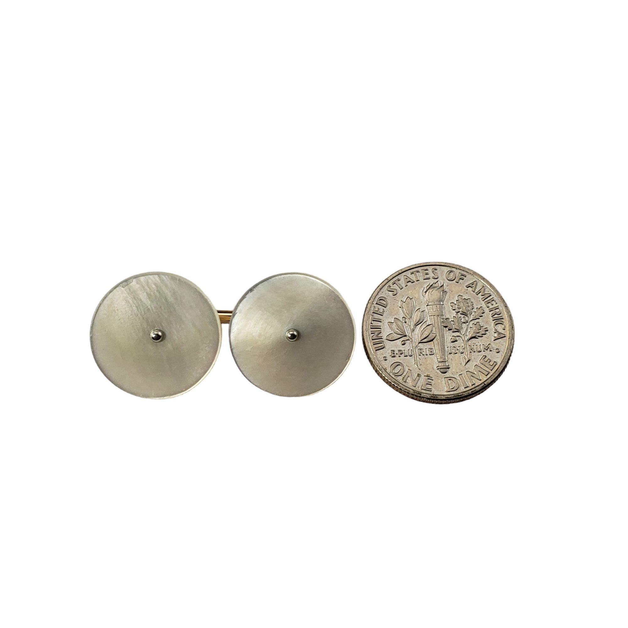 Women's 14 Karat Yellow Gold and Mother of Pearl Cufflinks #15239 For Sale