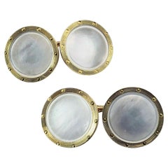 14 Karat Yellow Gold and Mother of Pearl Cufflinks #21957