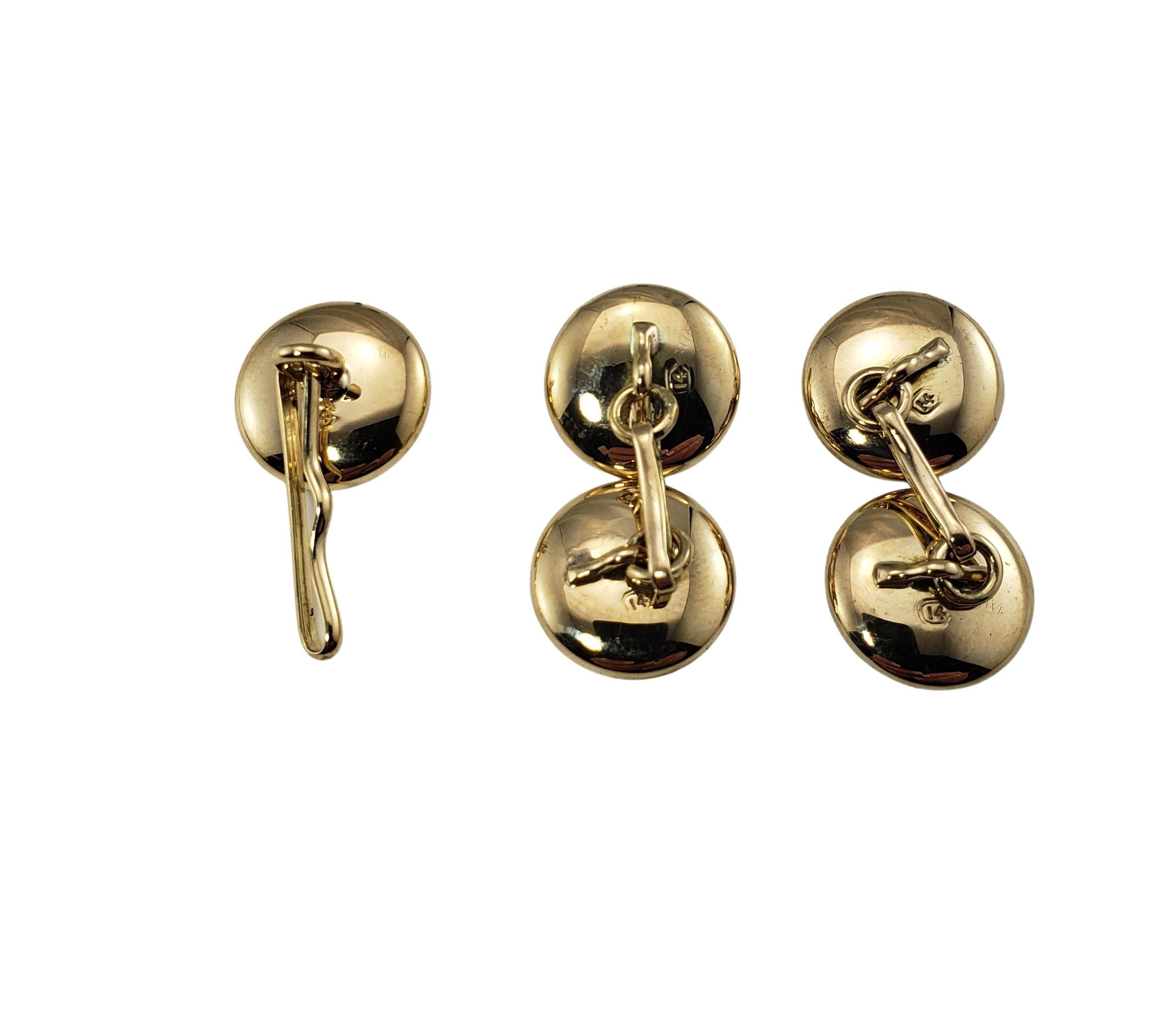 Manschettenknöpfe und Knöpfe aus 14 Karat Gelbgold und Perlmutt für Damen oder Herren im Angebot