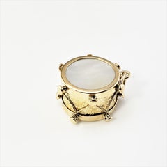 14 Karat Yellow Gold and Mother of Pearl Drum Charm