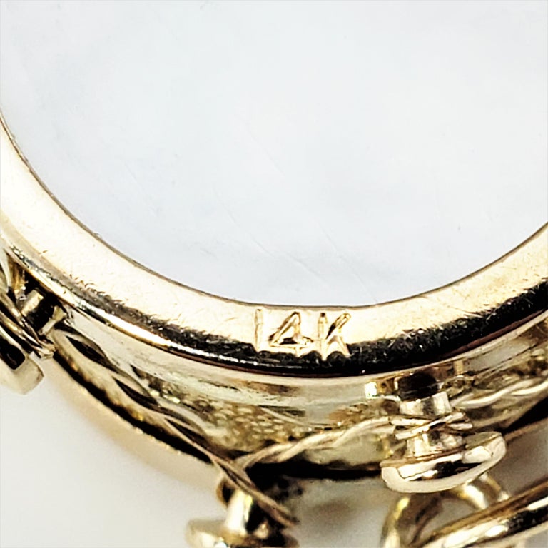 14 Karat Yellow Gold and Mother of Pearl Drum Charm For Sale at 1stDibs