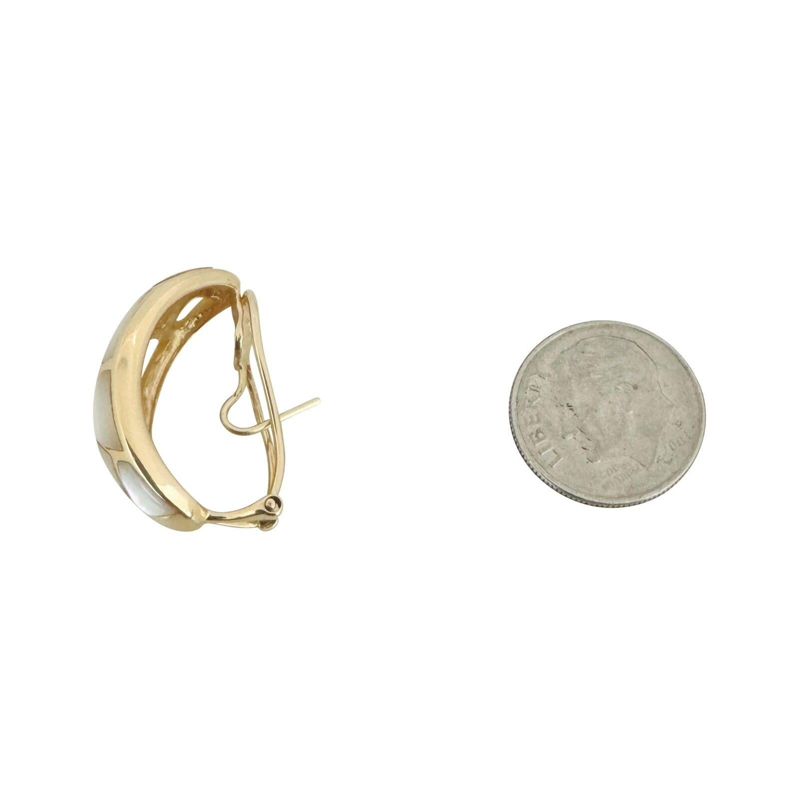 14 Karat Gelbgold und Perlmutt-Intarsien-Ohrringe für Damen 2
