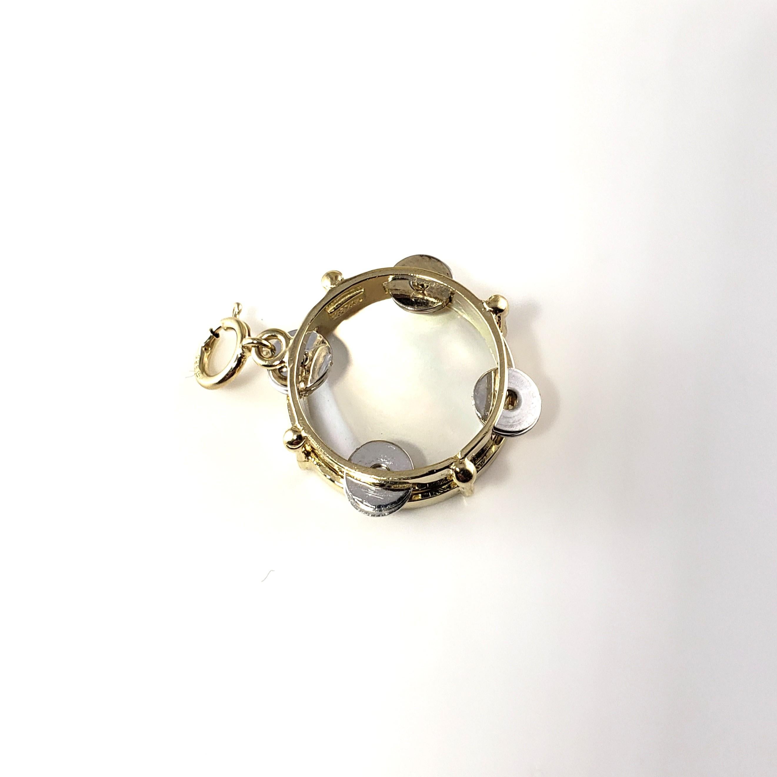 14 Karat Yellow Gold and Mother of Pearl Tambourine Charm For Sale 1