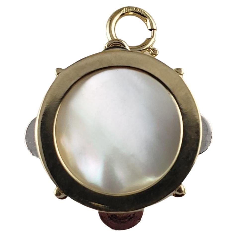 14 Karat Yellow Gold and Mother of Pearl Tambourine Charm For Sale
