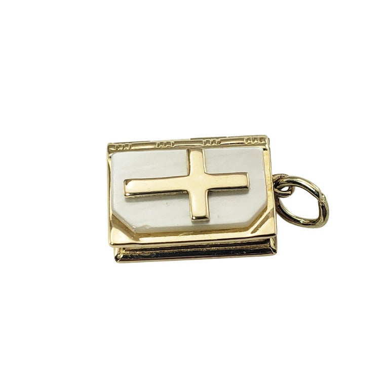 14 Karat Yellow Gold and Mother of Pearl The Lord's Prayer Bible Charm