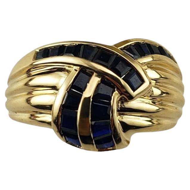 14 Karat Gelbgold und natürlicher Saphir Ring Größe 5,25 #17066