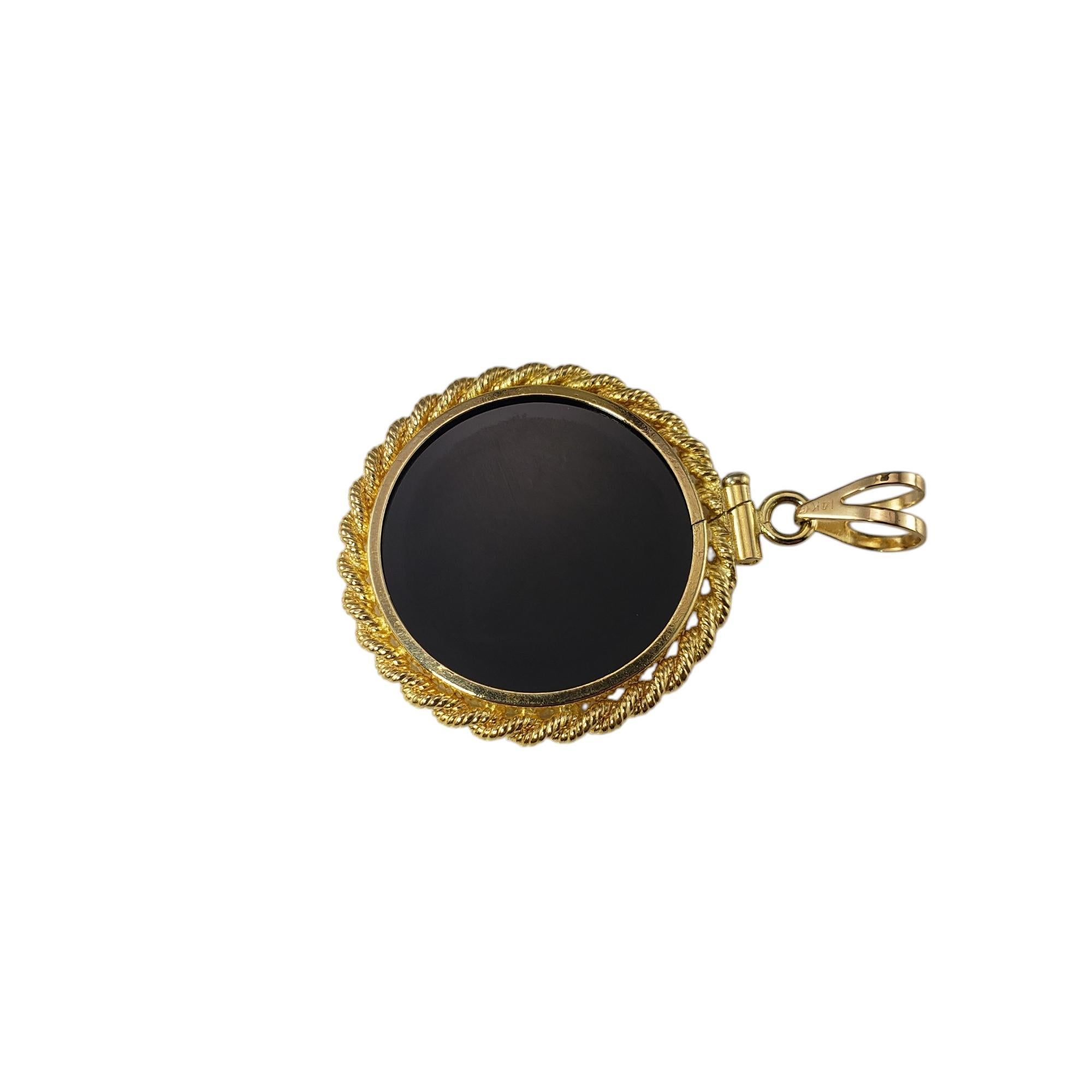 Women's or Men's 14 Karat Yellow Gold and Onyx 1/10 Gold American Eagle Coin Pendant #19963