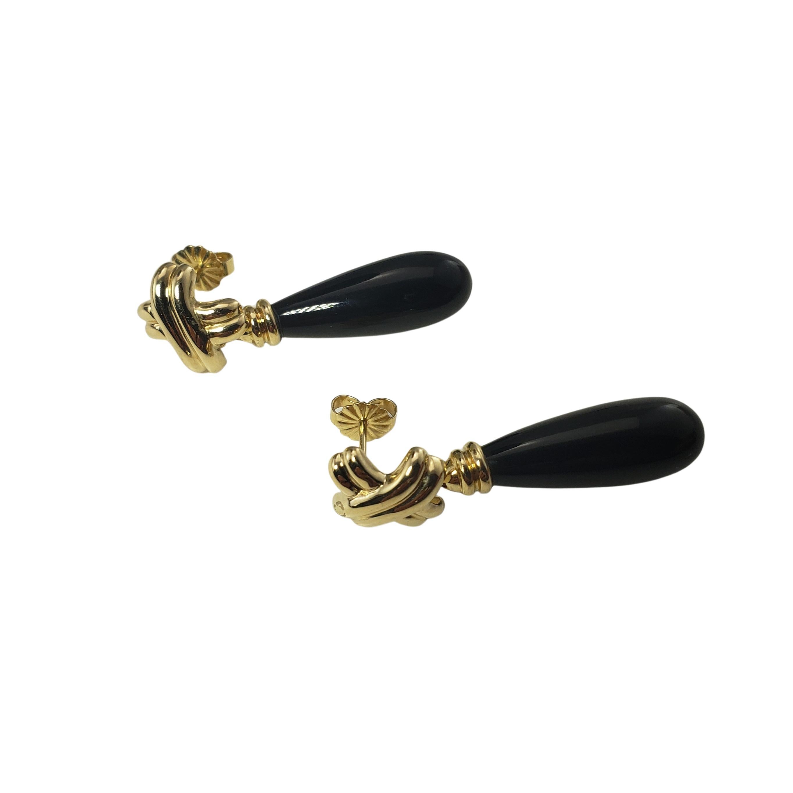 14 Karat Yellow Gold and Onyx Dangle Earrings For Sale 3